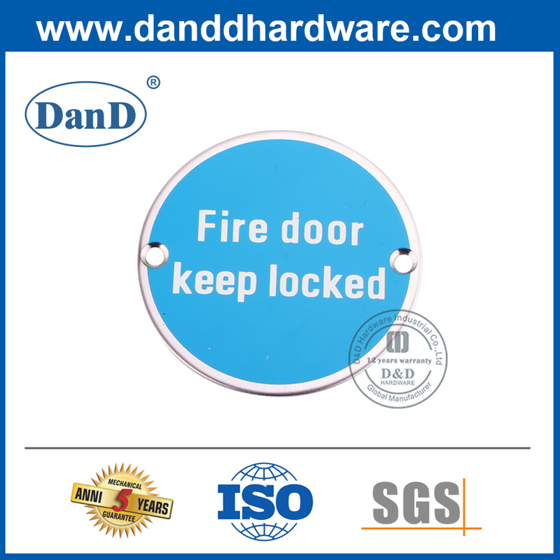 Tipo redondo de aço inoxidável Indicação de porta de fogo placa placa-ddsp007